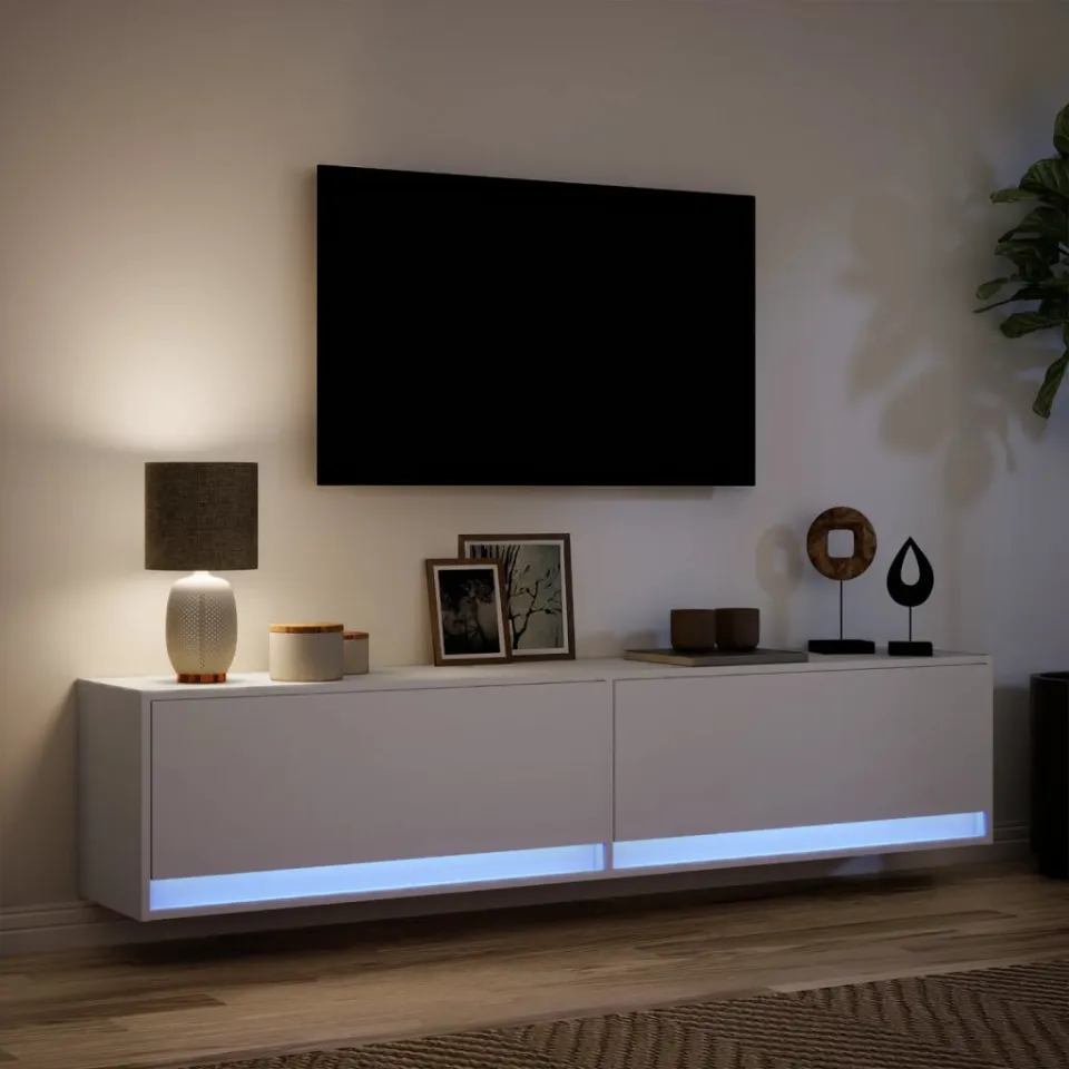 vidaXL Tv-wandmeubel met LED-verlichting 180x31x38 cm wit, foto 4