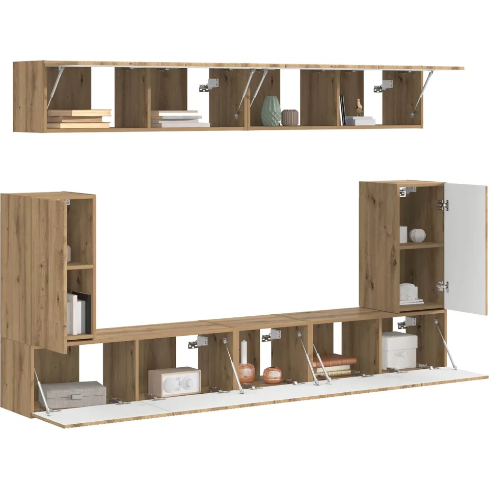 vidaXL Tv-meubelset 5 st Artisan Eiken Bewerkt hout Bruin