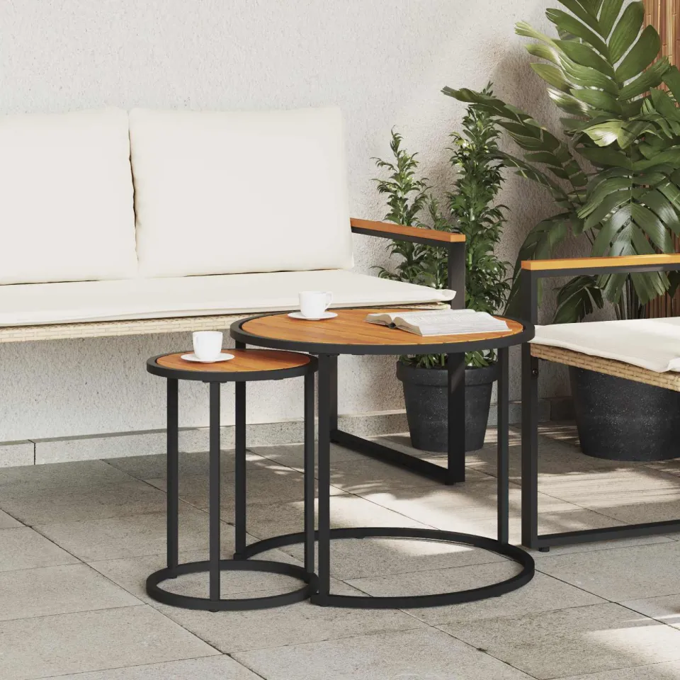 vidaXL Koffietafel Set 2 st Naturel en Zwart 55 x 55 x 45 cm, foto 3
