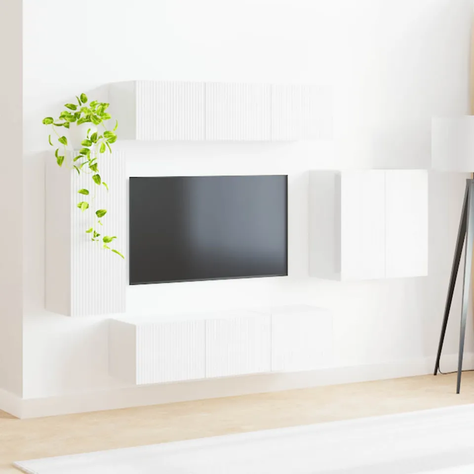 vidaXL TV Wandkast Set 6 st Hoogglans wit, foto 4