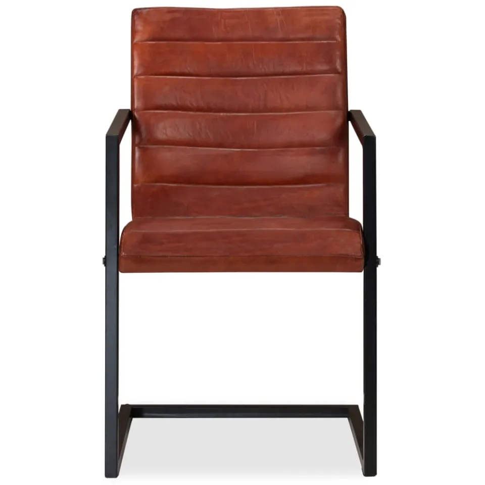 vidaXL Eetkamerstoelen 4 st echt leer bruin, foto 3