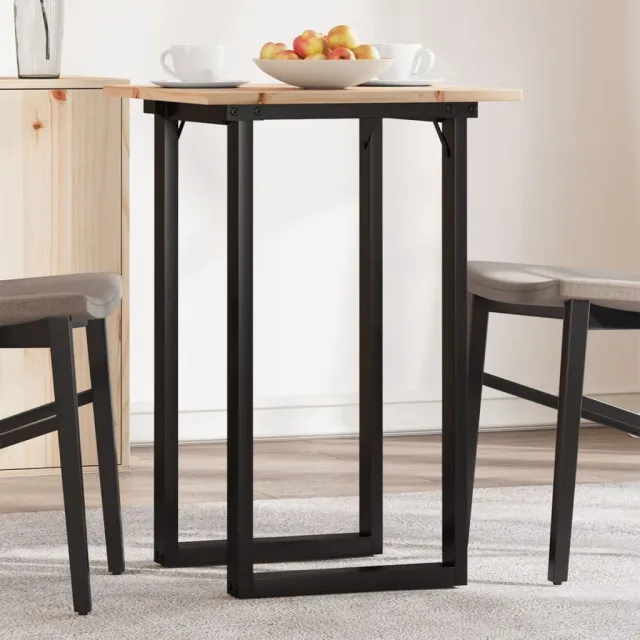 vidaXL Eettafel O-frame 50x50x75 cm massief grenenhout en staal Bruin