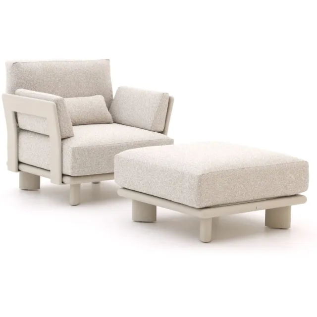 Bellagio tuinmeubelen Bellagio Battuello lounge tuinstoel met voetenbank Taupe
