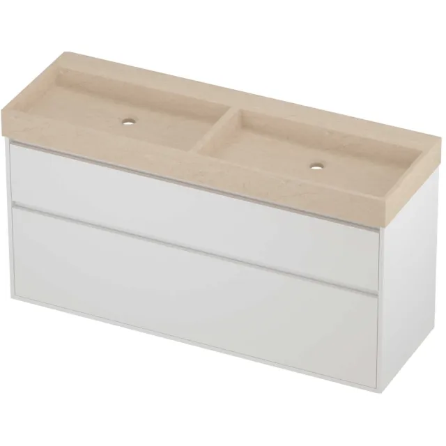 Proline Evoli Badmeubelset Hardsteen Loft 140x46x75 cm Sand Stone Mat White Mat Wit