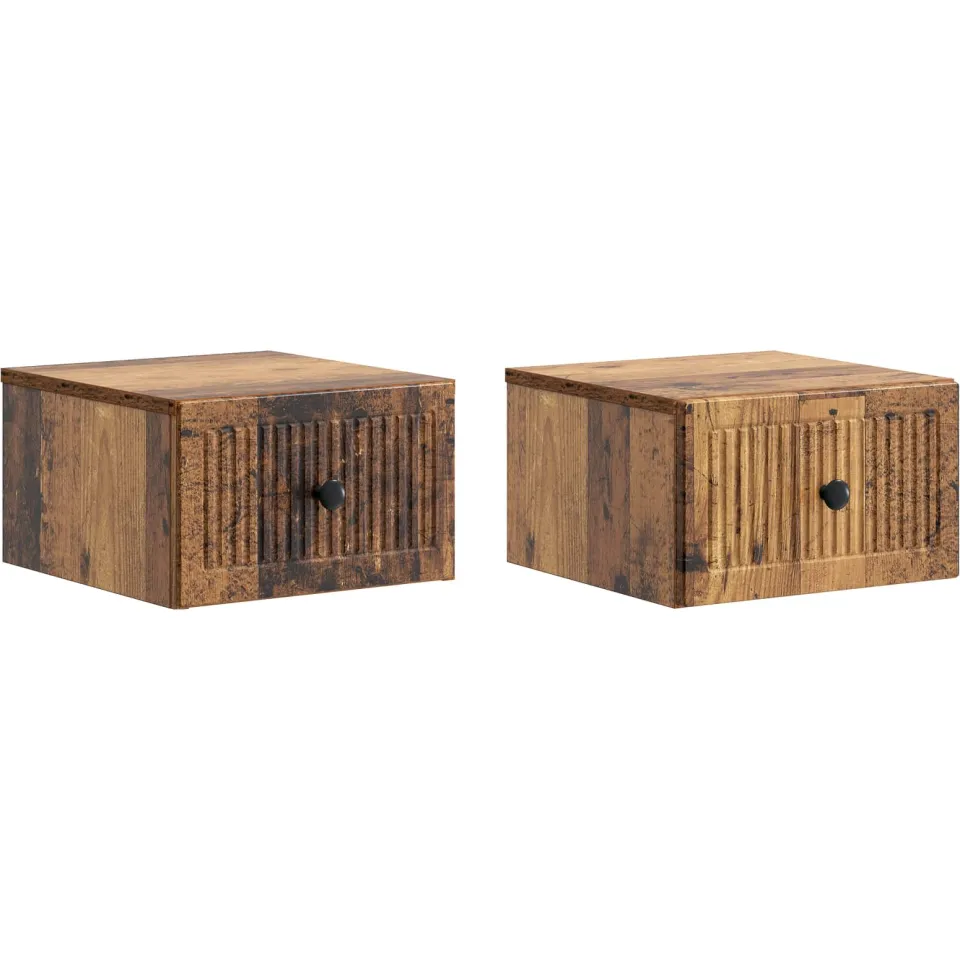 vidaXL Wandbeugel Bedkast 2 st Oud hout 33 x 34,5 x 20 cm Bewerkt hout bruin, foto 3