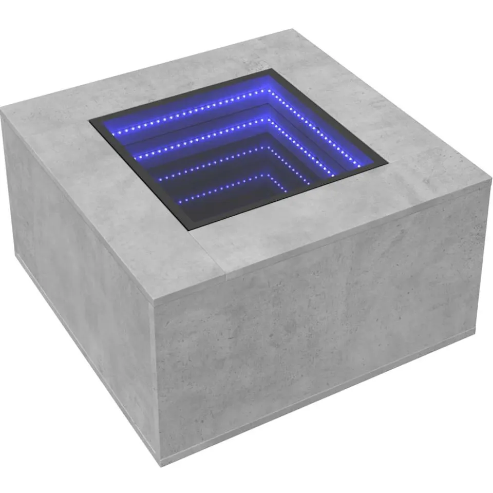 vidaXL Salontafel met LED 60x60x40 cm bewerkt hout betongrijs