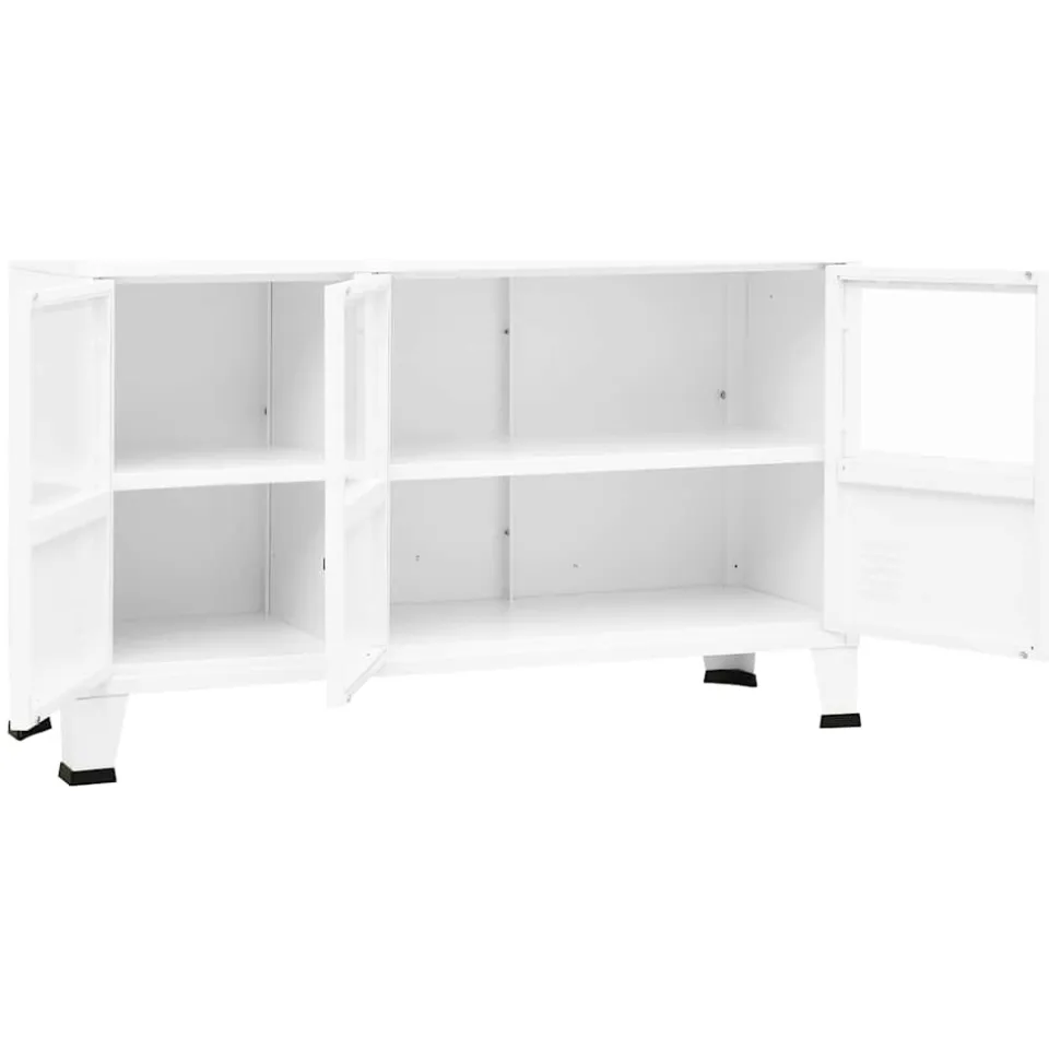 vidaXL Dressoir industrieel 105x35x62 cm metaal en glas wit, foto 4