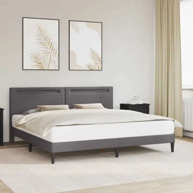 vidaXL Bedframe met LED-stripverlichting Grijs 180 x 200 cm Kunstleer