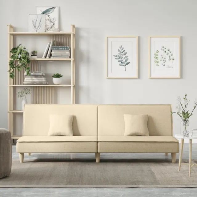 vidaXL Slaapbank stof crèmekleurig