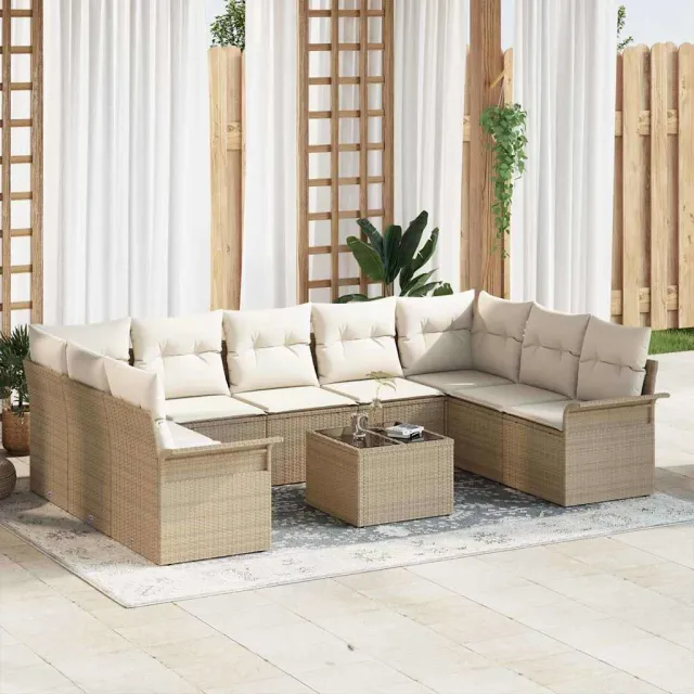 vidaXL Tuinbankenset 10 st Beige poly rattan