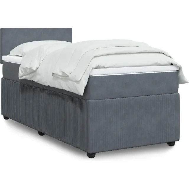 vidaXL Boxspring met matras fluweel donkergrijs 80x200 cm grijs