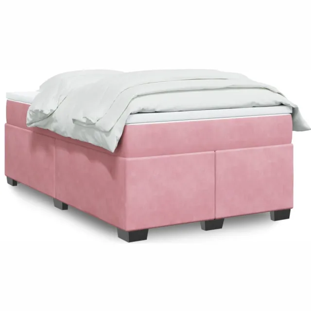 vidaXL Boxspring met matras fluweel roze 120x190 cm