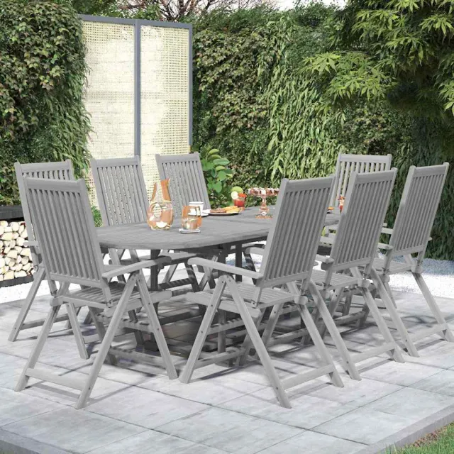 vidaXL 9-delige Tuinset massief acaciahout 160-240 cm bruin, foto 2
