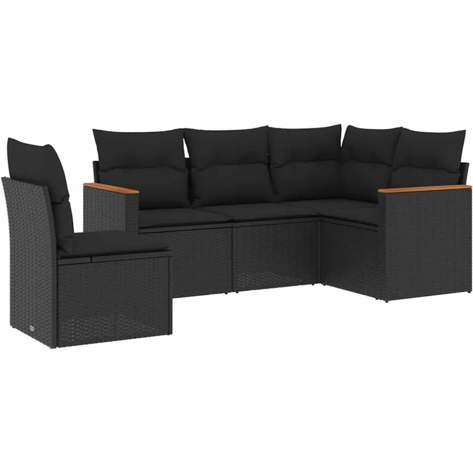 vidaXL Patio Sofa Set 5-zits Black, foto 3