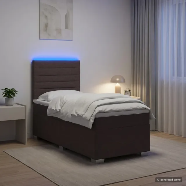 vidaXL Boxspringbed met matras Donkerbruin 100 x 200 cm Stof