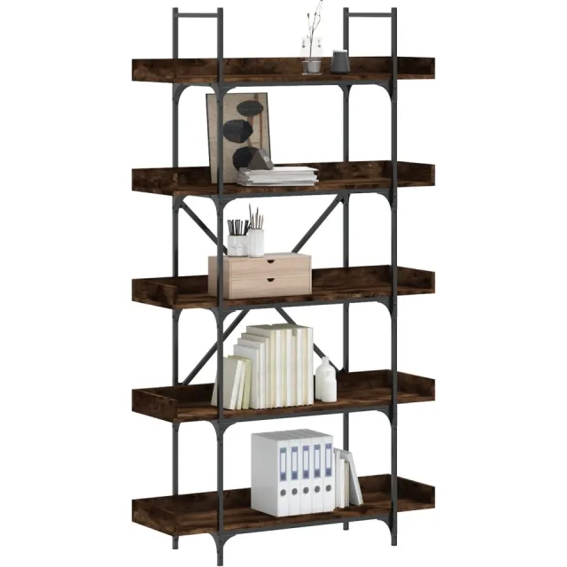 vidaXL Boekenkast 5-laags 100x33x180,5 cm bewerkt hout gerookt eiken Bruin