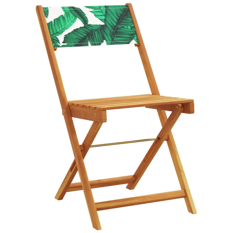 vidaXL 3-delige Bistroset bladpatroon stof en massief hout groen, foto 3