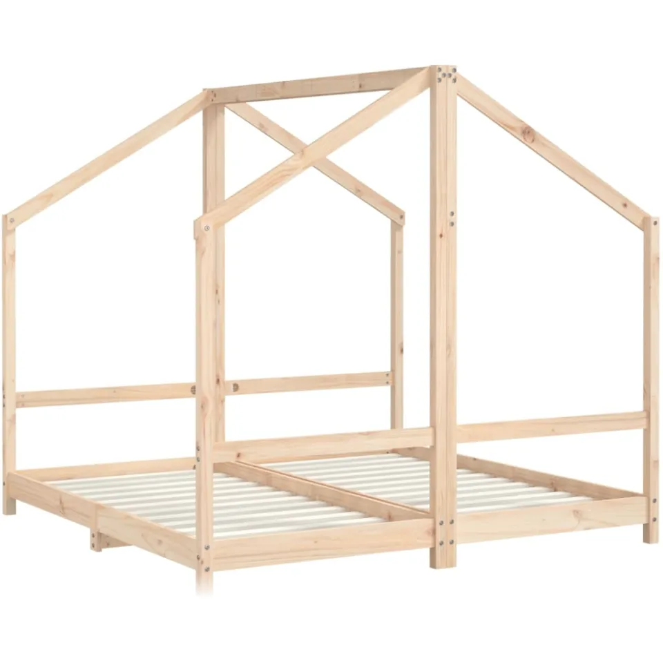 vidaXL Kinderbedframe 2x(80x160) cm massief grenenhout Bruin