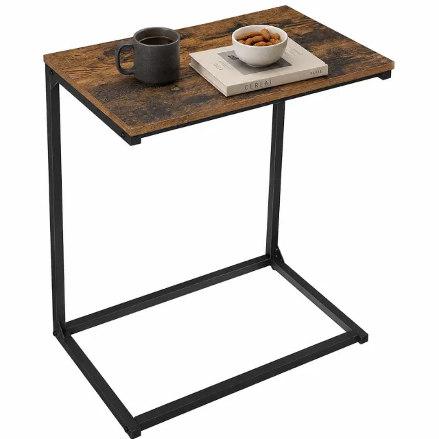 Acaza Bijzettafel - Vintage bruin en zwart - 55 x 35 x 66 cm (L x B x H) - Bedtafeltje - Laptoptafel - Bijzettafel - Nachtkastje - Laptop Tafel - Laptoptafel - Bijzettafel Bank