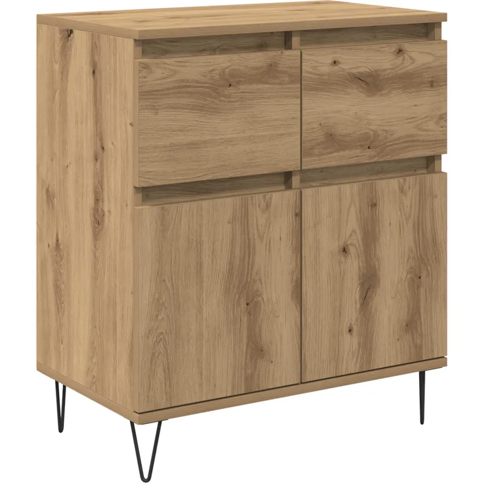 vidaXL Dressoir Artisan Eiken 60 x 35 x 70 cm Gemonteerd hout en ijzer, foto 3