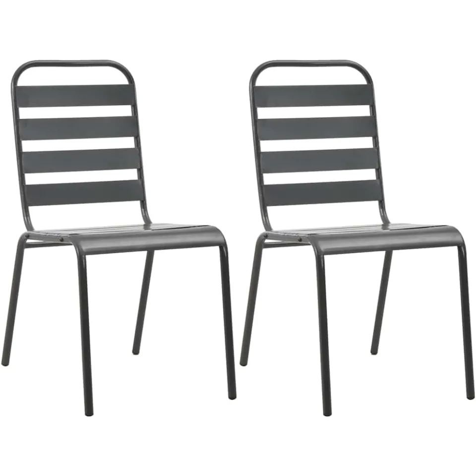 vidaXL 3-delige Bistroset staal donkergrijs grijs, foto 4