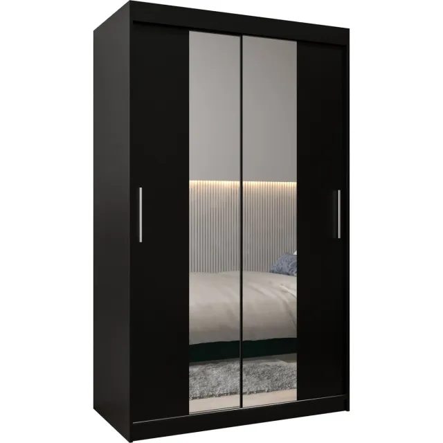 InspireME Kledingkast met 2 schuifdeuren, Modern-stijl, Kledingkast 120x200x62 - TORM I 120 Zwart Mat