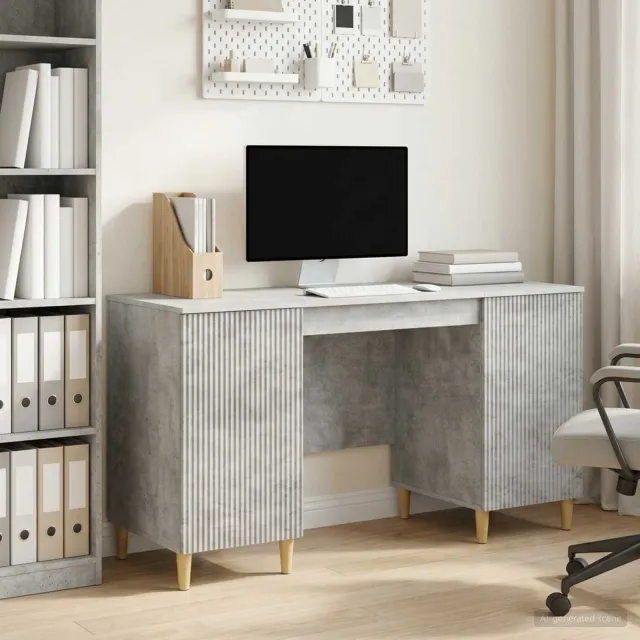 vidaXL Bureau met plank Betongrijs 142,5 x 50 x 75 cm Bewerkt hout