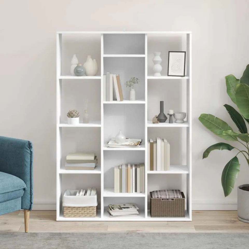 vidaXL Kamerscherm/boekenkast 100x24x140 cm bewerkt hout wit, foto 3