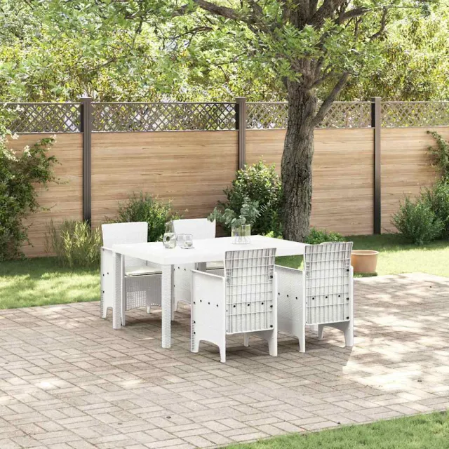 vidaXL Tuin Eetset 5 st Wit Polt riet, foto 2