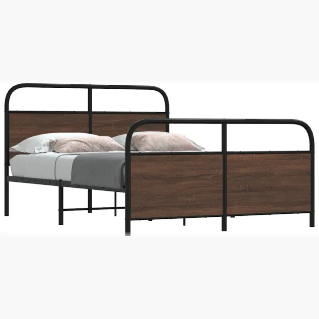 vidaXL Bedframe zonder matras metaal bruin eikenkleurig 137x190 cm