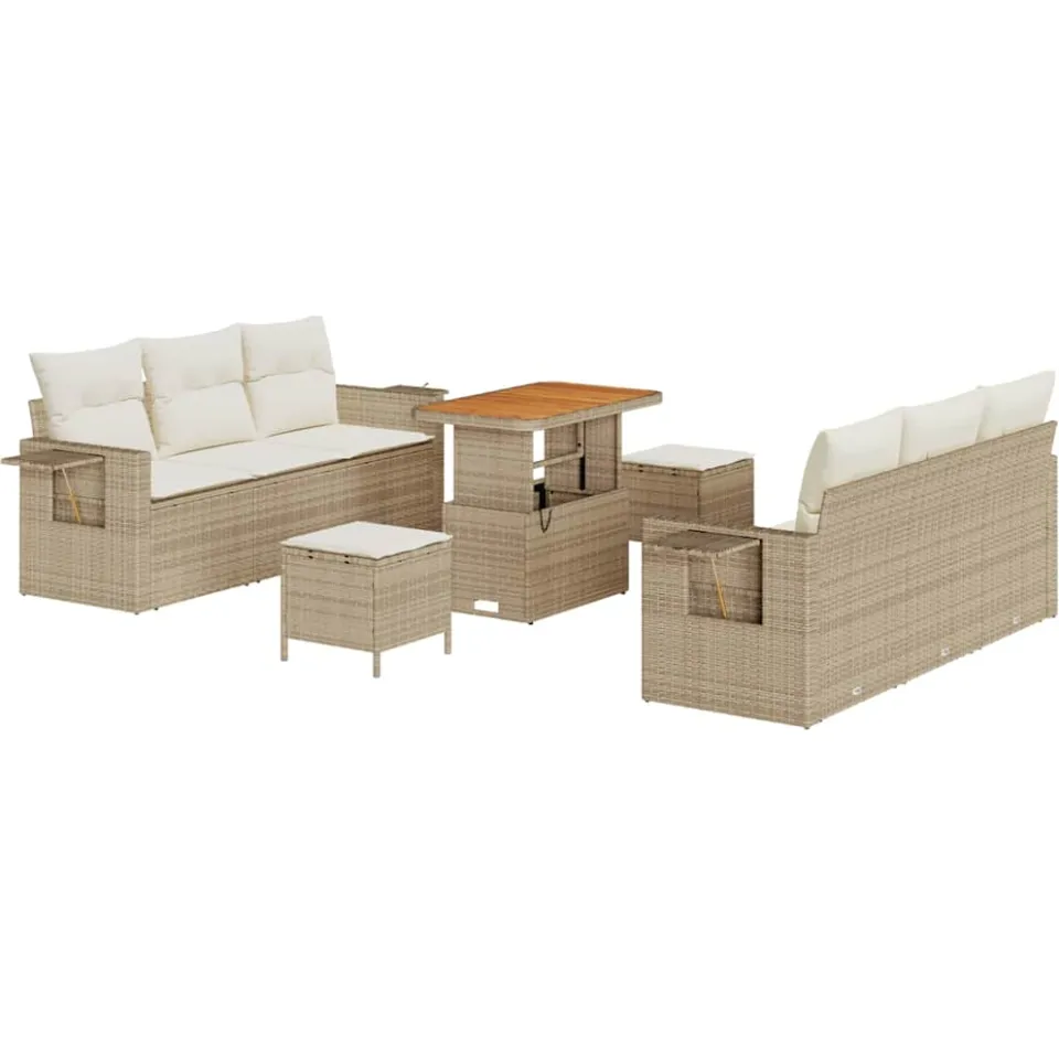 vidaXL Tuin Sofa Set Beige poly rattan