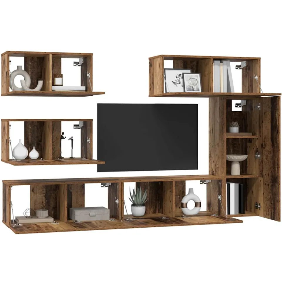 vidaXL TV Cabinet Set 6 st 30,5 x 30 x 90 cm Oud Hout Bruin
