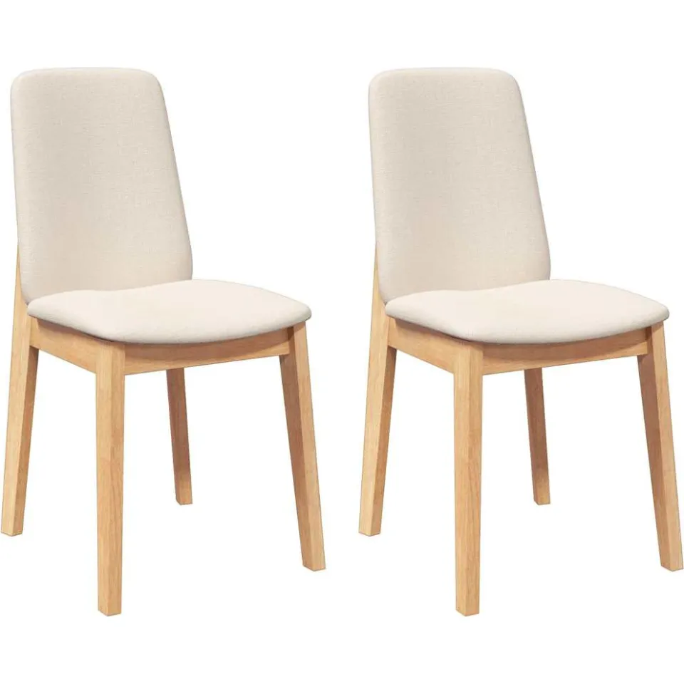 vidaXL Eetkamerstoelen met kussens 2 st massief hout rubber Bruin