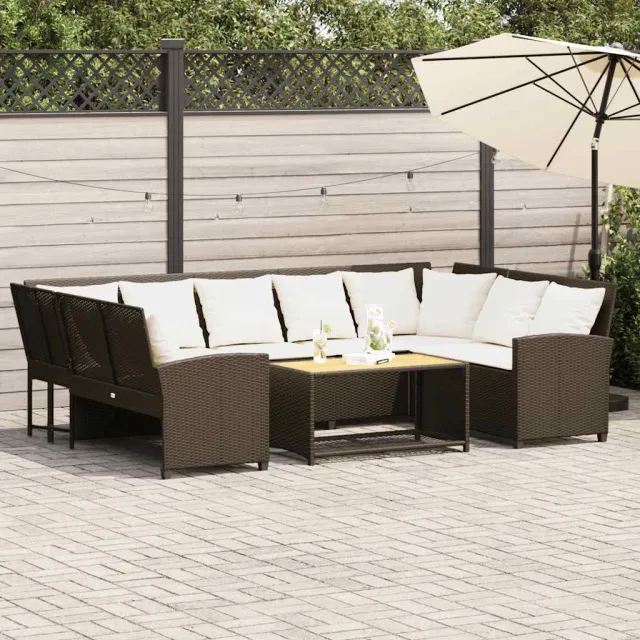 vidaXL Tuinbank met kussens poly rattan bruin, foto 2