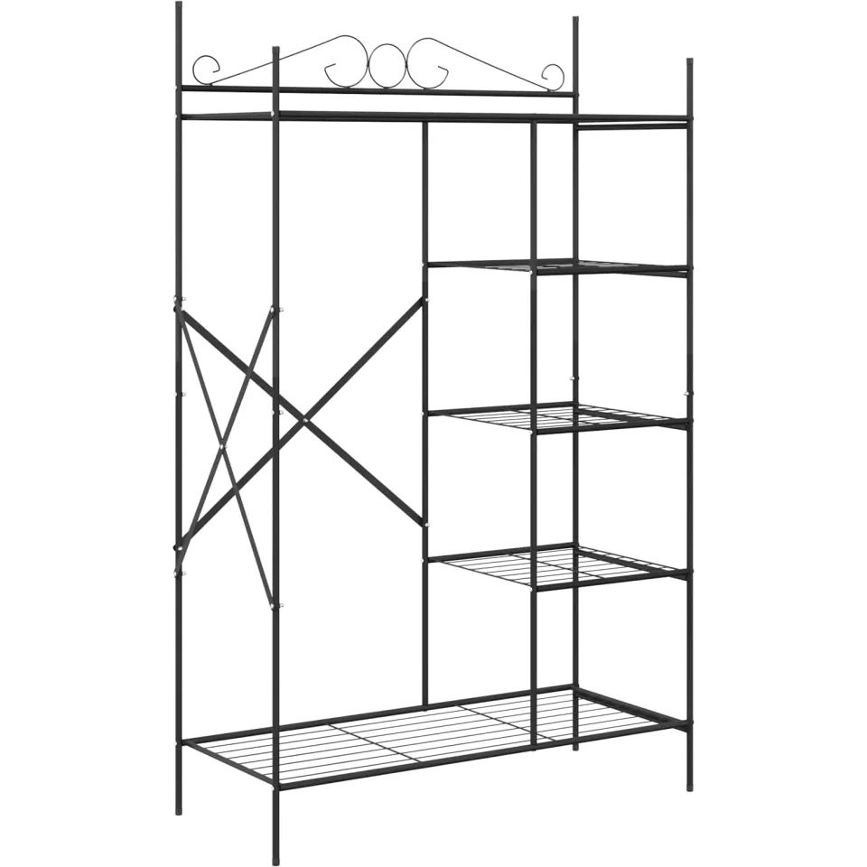 vidaXL Open Kledingkast met plank Zwart 104,5 x 45 x 172 cm Staal, foto 3