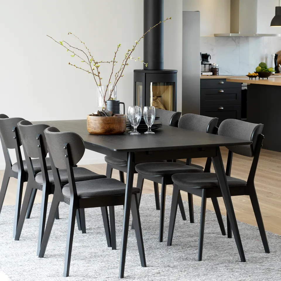 Rowico Home Yumi verlengbare houten eettafel zwart - 190 x 90 cm, foto 4