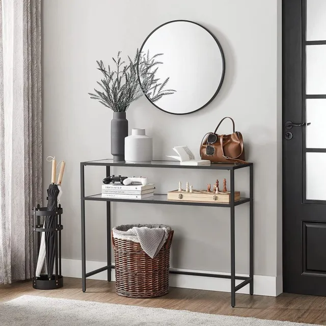 Skye Decor , Ladekast, By-4 - Black, Gehard glas, Zwart & Transparant, 90 x 30 x 80 cm