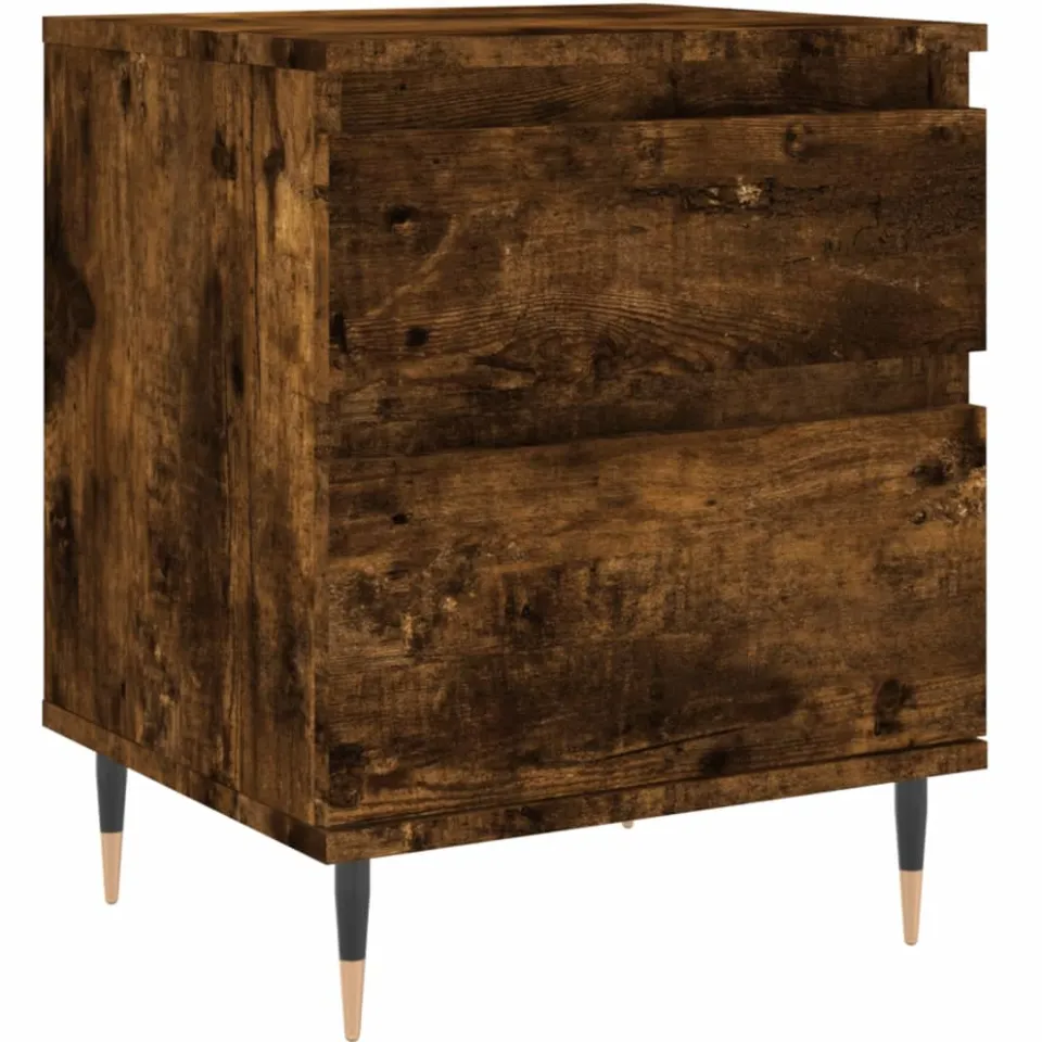 vidaXL Nachtkastje 40x35x50 cm bewerkt hout gerookt eikenkleurig, foto 3