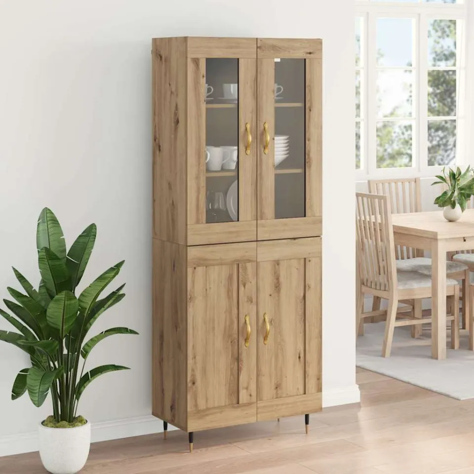 vidaXL Hoge kast 2 st Artisan Eiken 69,5 x 34 x 180 cm Bewerkt hout, foto 3