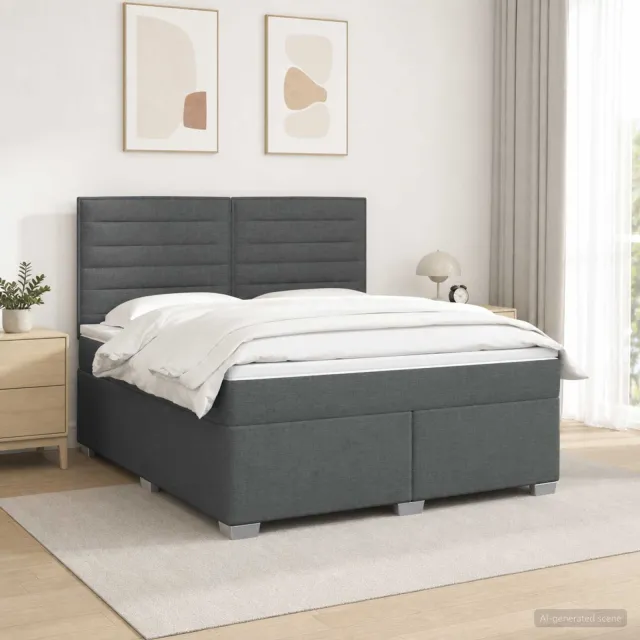vidaXL Boxspringbed met matras Donkergrijs 140 x 190 cm Stof