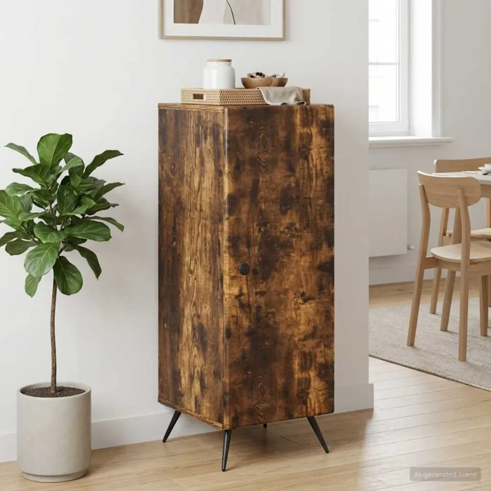 vidaXL Dressoir Gerookt eiken 33 x 34,5 x 90 cm Bewerkt hout, foto 3