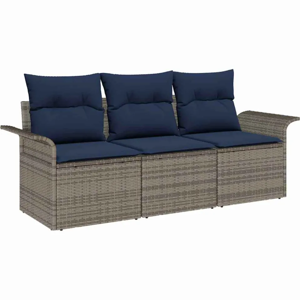 vidaXL Tuin Sofa Set 3 st Grijs Poly riet