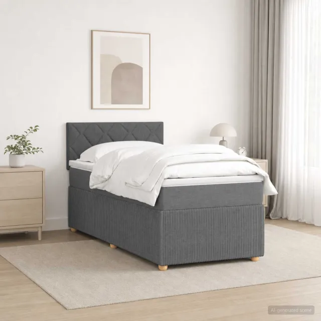 vidaXL Boxspringbed met matras Donkergrijs 80 x 200 cm Stof