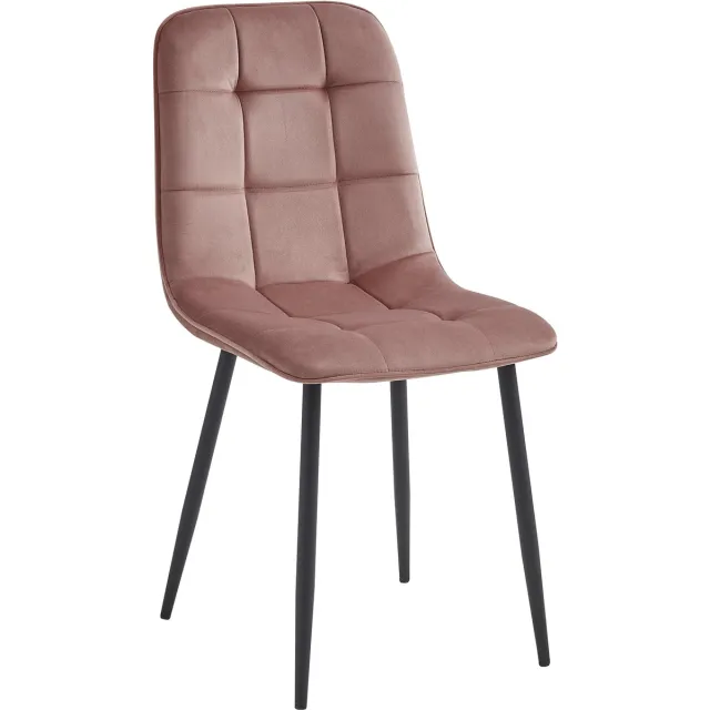 Colenis Bloqs Eetkamerstoel – Roze – Velvet – Set van 6