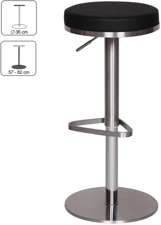 Wohnling Barkruk zwart roestvrij staal 82 cm - WL1.293