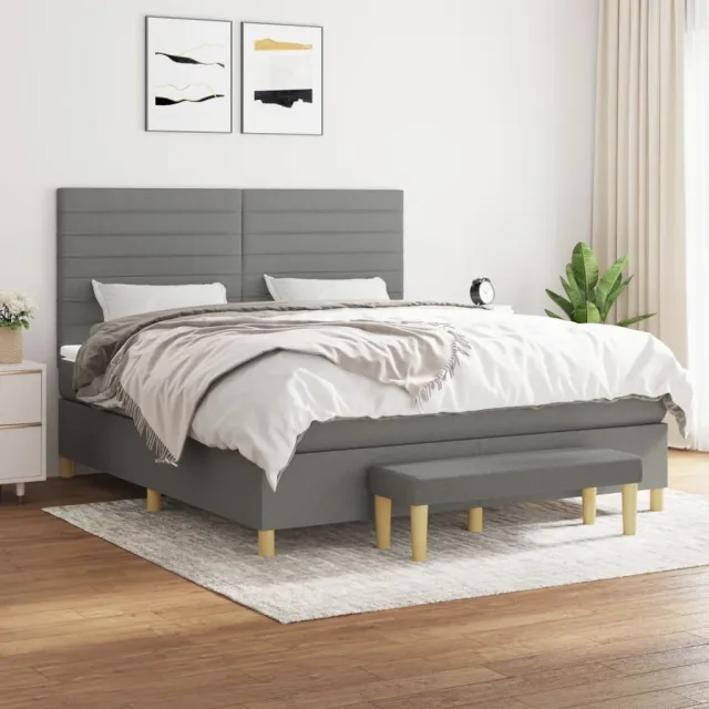 vidaXL Boxspring met matras stof donkergrijs 160x200 cm grijs