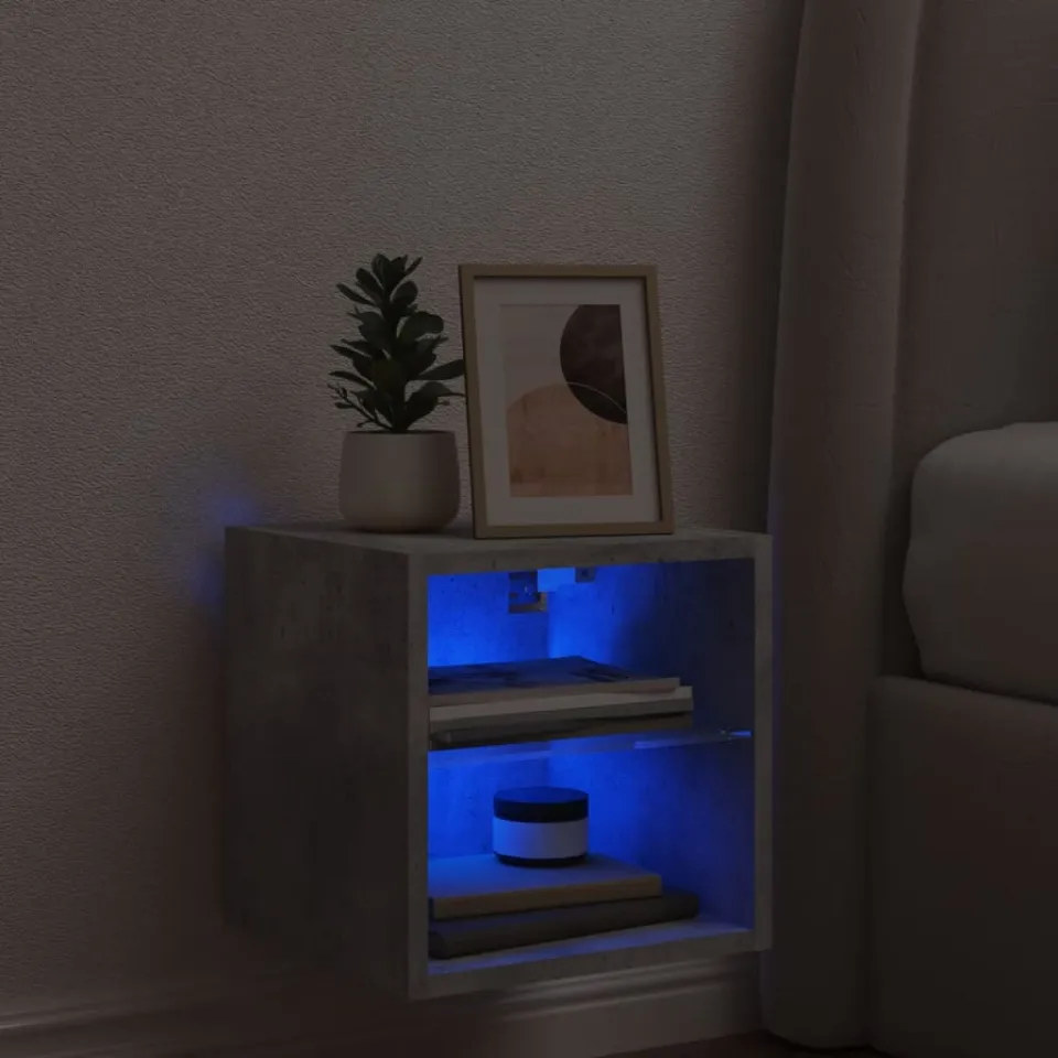 vidaXL Tv-wandmeubel met LED-verlichting 30x28,5x30 cm betongrijs grijs, foto 4
