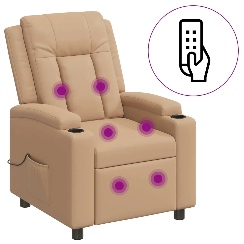 vidaXL Massage-relaxstoel Cappuccino 75 x 95 x 100 cm Stof tan, foto 3