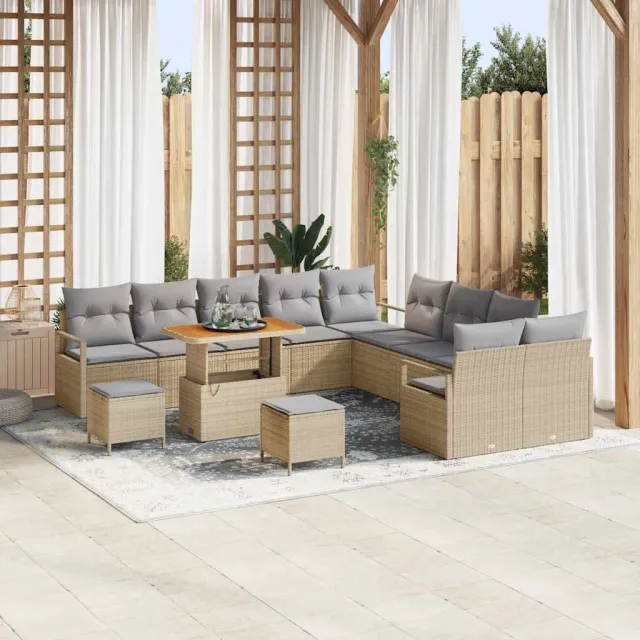 vidaXL Tuinbankenset 13 st Beige poly rattan, foto 2
