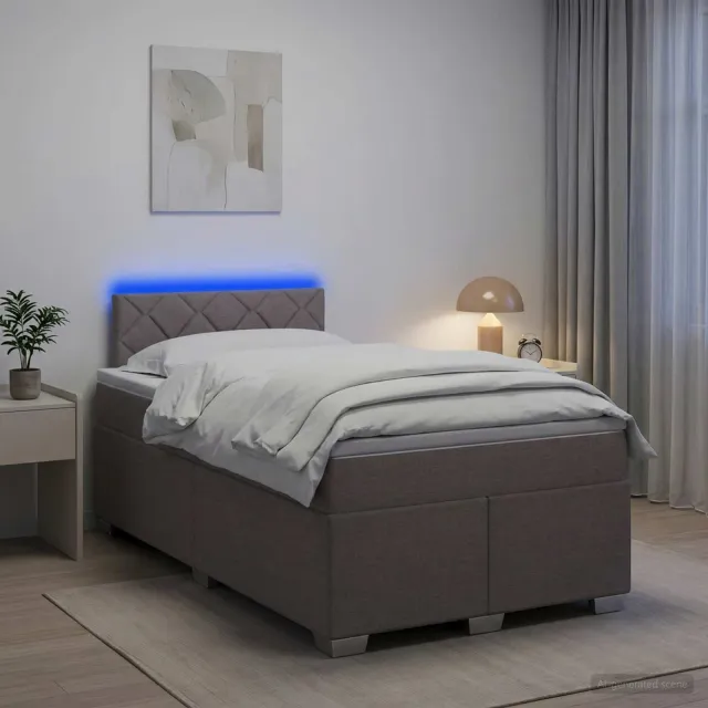 vidaXL Boxspring Bed met Matras en LED Taupe 120 x 200 cm Stof